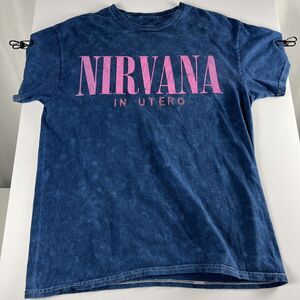 Vintage-Inspired blue wash Nirvana T-shirt with the iconic "In Utero" Size M